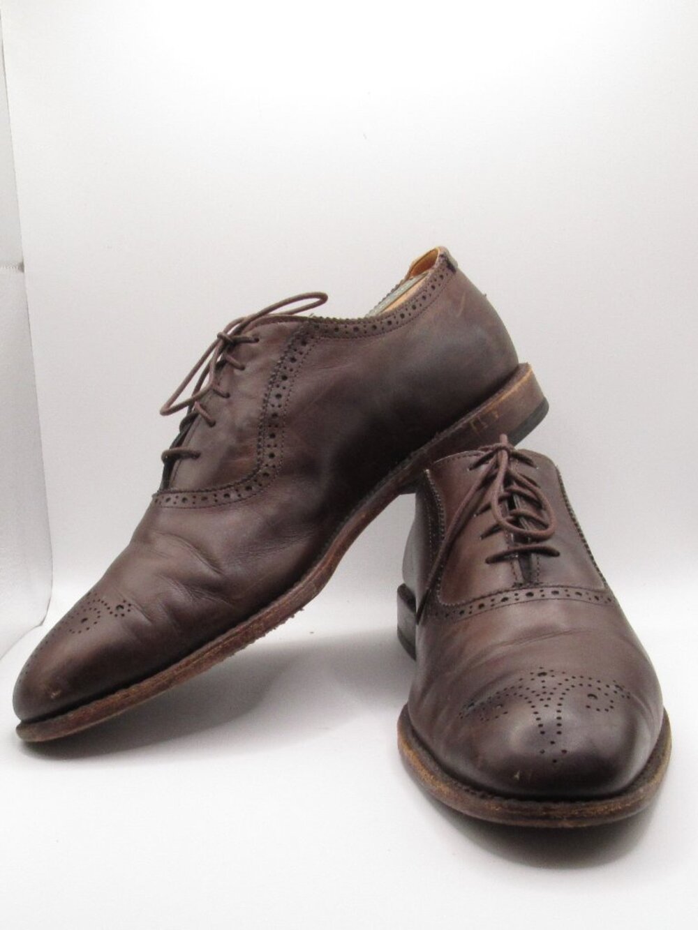 Allen Edmonds Brown Cornwallis Oxfords Size 10 E Medallion Toe Good Cond